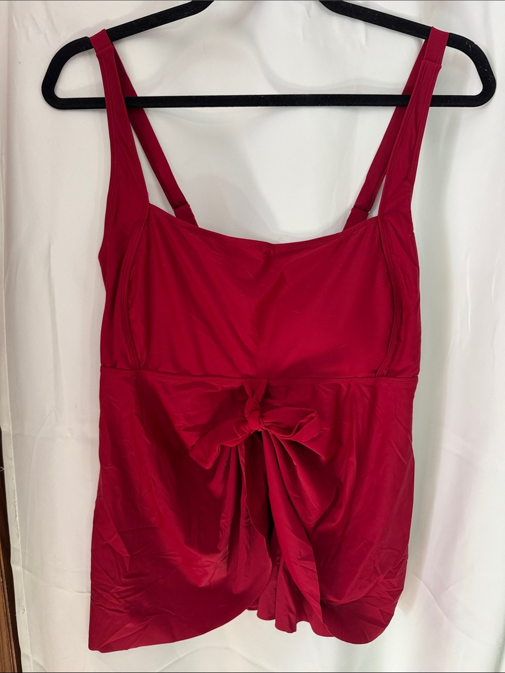 Holipick red tie front tankini bikini top size 20W